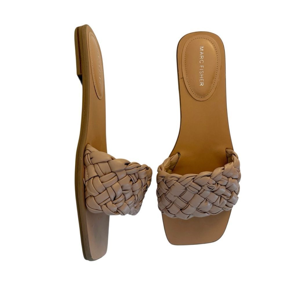 Marc Fisher Tan Basketweave Slide Sandals size 11
